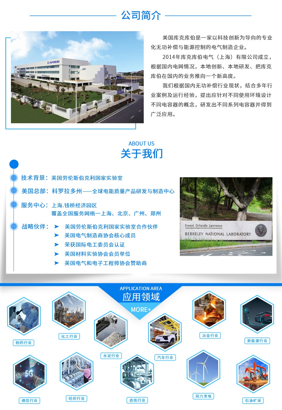 美國庫克庫伯電氣于1990年成立，總部位于美國科羅拉多州[1990年在科羅拉多州成立.庫克庫伯依托于美國勞倫斯伯克利實驗室的科研成果轉化組建了庫克庫伯的科研團隊，致力于電力領域介電材料的研發，無功補償及電能質量產品的設計與開發，擁有多項技術專利，為客戶提供長期的服務和潛在的增長價值。